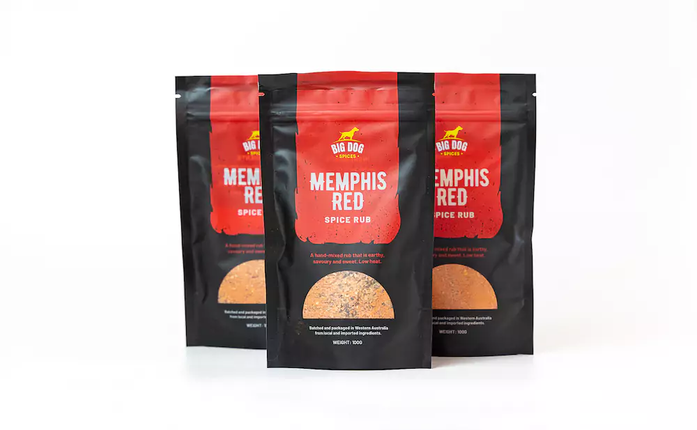 Three packets of Memphis Red against a white background