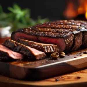 Coffee rub steak with a balsamic honey glaze