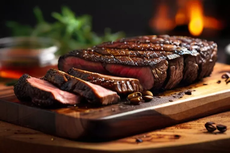 Coffee rub steak with a balsamic honey glaze