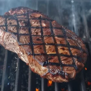 Oyster blade steak cooking on the BBQ